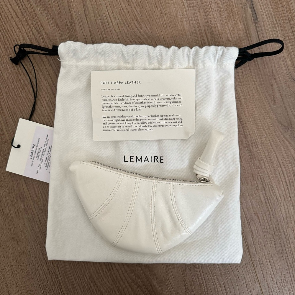 Lemaire White Leather Croissant Coin Pouch